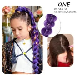 32" Extra-Long Synthetic Purple Braided Wig | Shimmering Metallic | Kids Christmas Costume Hairpiece Halloween wig Cosplay