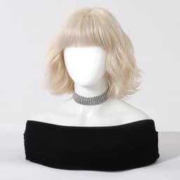 Platinum Blonde Short Bob Wavy Synthetic Wig with Bangs Fluffy Natural Heat Resistant Fiber Cosplay Daily Party Wig for Women