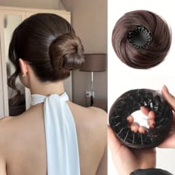 Synthetic Chignon Wig Hair Bun Extensions Retractable Bun Hairpiece Straight Donut Chignon Updo Hair for Women All Occasions Use