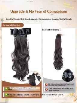 Twist Clip Bow Curly Ponytail Synthetic Hairpiece Heat Resistant Elegant Hair Accessories for Women Daily Party Wedding Fashion