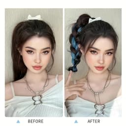 2PCS Natural wave synthetic pair of curly ponytail wig women's ponytail extension extension red blue green highlighting wig