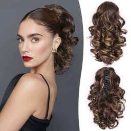 12Inch Synthetic Curly Wavy Claw Ponytail Hair Extensions Fluffy Short Curly Claw Pony Tail Clip On Hairpiece For Women Girls