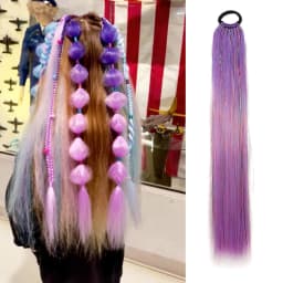 Purple Blue Tinsel Ponytail Extension with Elastic Hair Tie Glitter Braiding Hair For Kids Girls Crazy Hair Day Brave Hair