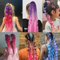 Purple Blue Tinsel Ponytail Extension with Elastic Hair Tie Glitter Braiding Hair For Kids Girls Crazy Hair Day Brave Hair