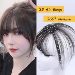 Wig Air Bangs Wig Piece Female Ultra-Thin Qi Bangs Without Trace 5X5CM Women Toupee With a Cut Bang Silk Skin Base Fringe