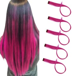 Synthetic 22Inch 5 Pcs/Pack Ombre Colors Hair Extensions Clip In Rainbow Hairpiece Heat Resistant Hair for Women