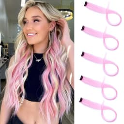 Synthetic 22Inch 5 Pcs/Pack Ombre Colors Hair Extensions Clip In Rainbow Hairpiece Heat Resistant Hair for Women