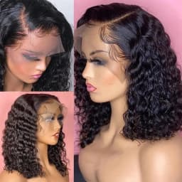 230% Curly Deep Wave 13x4 HD Lace Front Wigs Short Bob Wig 14 16 Inch Brazilian 100% Human Hair 4x4 Transparent Lace Frontal Wig