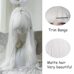 White Synthetic Wig for Straight Hair, Halloween Cosplay Wig, Role-Playing Costume Party, High-Temperature Hair Accessory