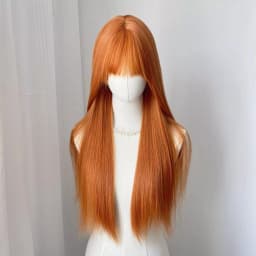 Orange Synthetic Wig with Big Waves, Halloween Party Cosplay Wig, Daily Wig, High-Temperature Silk Wig Cap