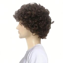 Brown Curly Short African-Style Wig, Suitable for Men, California Style, Role-Playing Costume Synthetic Fiber Material Wig