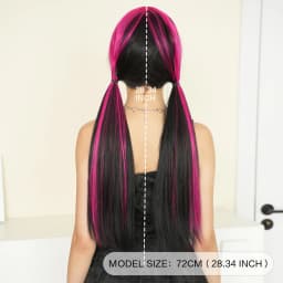 Black Rose Long Straight Synthetic Wig | Braided | Animated Character for Draculaura Halloween Vampire RPG Wig