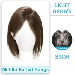 Straight Invisible Middle Part Hair Toupee Bangs Natural Looking Seamless Fluffy Synthetic Hairpiece for Women Topper Daily Wear