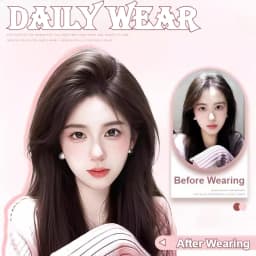 Straight Invisible Middle Part Hair Toupee Bangs Natural Looking Seamless Fluffy Synthetic Hairpiece for Women Topper Daily Wear