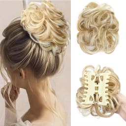 Synthetic Short Curly Messy Hair Bun Short Curly Extension Claw Clip Hair Scrunchies Hairpiece for Women Daily Use