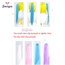 Snoya 60cm/30cm Synthetic Versatile Long Straight Claw Clip Ponytail Extensions for Ancient Costume Design Red Purple Pink Blue
