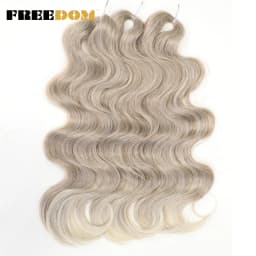 FREEDOM Synthetic Body Wave Crochet Hair 24 Inches 3PCS Hair Braids Fake Hair Wavy Ombre Brown Blonde Braiding Hair Extensions