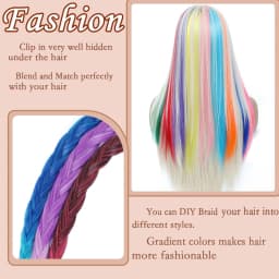 VEYDA Colored Party Highlights Clip in Hair Extensions for Girls 22 Inches Omber Colors Straight Hair Synthetic Hairpieces