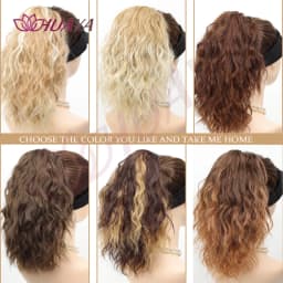 14‘’ Synthetic Short Wave Ponytail Claw Clip in Hair Extension Black Brown Gold Hairpiece for Women