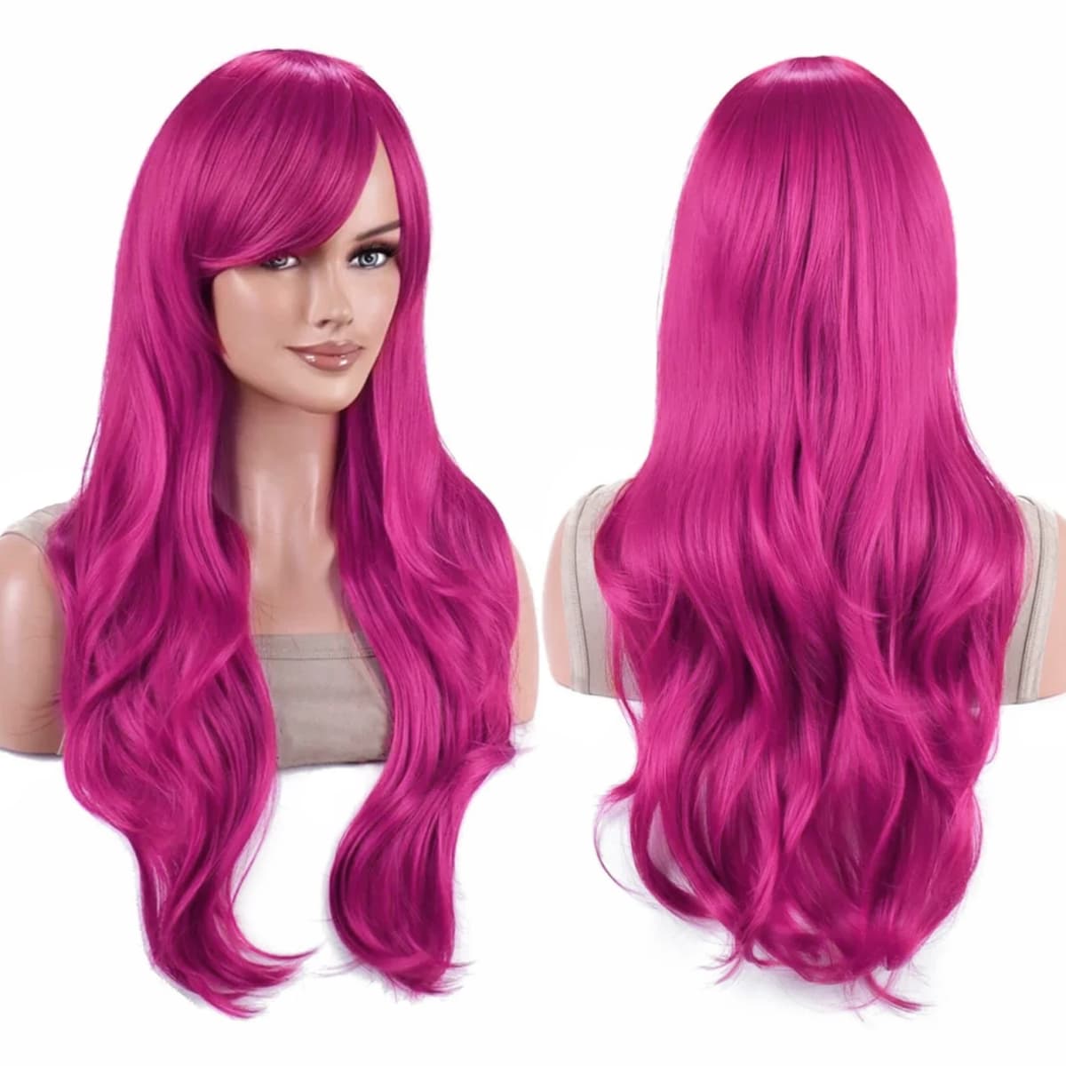 Synthetic Hair Long Wavy Rose Red Starfire Lolita Cosplay Wig Anime Wigs Morgiana Halloween Costume Wig for Girl