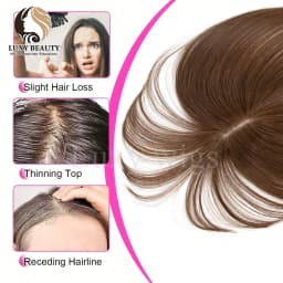 Human Hair Topper With Bangs Women 5x9cm Natural Black Brown Highlights Blonde Skin Scalp Clip in Topper Hair Pieces Human Hair