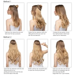 Synthetic No Clip Wave Hair Extensions Ombre Natural Black Blonde Pink One Piece False Hairpiece Fish Line Fake Hair Piece