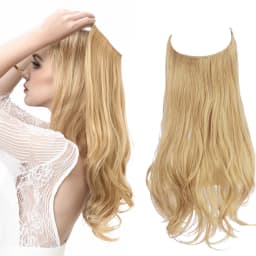 Synthetic No Clip Wave Hair Extensions Ombre Natural Black Blonde Pink One Piece False Hairpiece Fish Line Fake Hair Piece