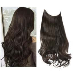 Synthetic No Clip Wave Hair Extensions Ombre Natural Black Blonde Pink One Piece False Hairpiece Fish Line Fake Hair Piece