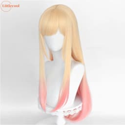 High Quality Anime Marin Kitagawa Cosplay Wig 80cm Long Straight Pink Dyeing Ombre Heat Resistant Synthetic Hair Wigs + Wig Cap