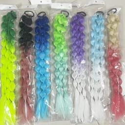 Synthetic 1Pcs Ponytail Extension Corlorful Bubble Braid Long Lantern Braided Ponytail with Hair Tie Straight Hairpieces