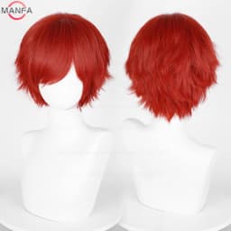 Anime 30cm Short Straight Cosplay Wig Black White Green Brown Purple Blue Gray Red Gold Man Women Heat Resistant Synthetic Hair