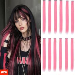 22Inch Synthetic Long Straight Clip In Hair Extensions High Temperature Hairpieces Rainbow Colors Hair Accessories for Women