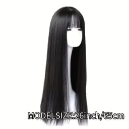 Black Long Straight Hair Synthetic Wig for Halloween Party Cosplay Wig for Daily Use, High-Temperature Hair Accessory Wig