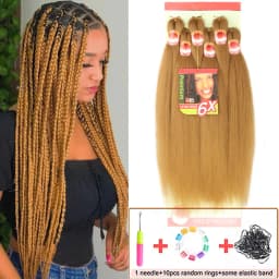 6X Braids 26 Inch Braiding Hair Pre Stretched Blonde Ombre Braiding Hair Synthetic Fake Hair Extensions for Braids Women