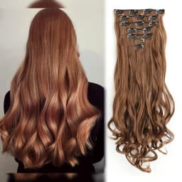 Synthetic 24Inch 16Clips Long Curly Hair Extension Heat Resistant Hair Extension Clips In Ombre Black Brown Blond Women