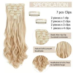 Synthetic 24Inch 16Clips Long Curly Hair Extension Heat Resistant Hair Extension Clips In Ombre Black Brown Blond Women