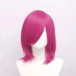 High Quality 40cm Medium Cosplay Wig With Bang Blond Pink Red Purple Blue Gray Heat Resistant Synthetic Hair Wigs