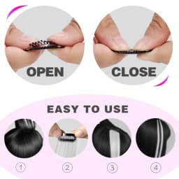 6/12 PCS White Hair Extensions Clip in, Colored Party Highlights Extension Synthetic Hairpiece Straight 22 inch