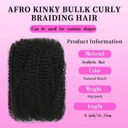 Afro Kinkys Bulk Synthetic Hair for Dreadlock Extensions Loc Repair Braiding Twist Tight Afro Kinky Synthetic Hair for Loc