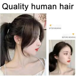 Synthetic Hair Topper for Women Natural Invisible Hairpiece 3D Middle Part Bangs Fluffy Volume Lightweight Hair Extension
