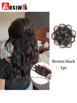 Synthetic Clip Hair Accessories Rose Flower Side Clip Hair Bun Styling Fluffy Hairpiece for Women 1pc Braided Flower Hair Bun