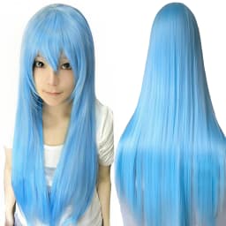 80cm Straight Synthetic Cosplay Wig White Purple Green Silver Pink Lolita Hairpiece with Bangs Long Wigs
