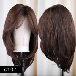 Synthetic Dark Brown Wig Straight Layered Wigs for Women Shoulder Length Hair Wig With Bangs Heat Resistant Party Daily Use