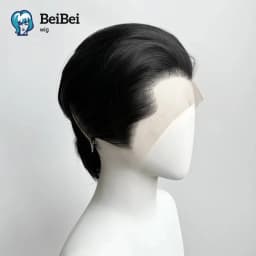 BeiBei Black Wig Short 8Inch 13*4 Lace Front Wig for Man Sliver Blonde Synthetic Wigs Heat Resistant Fiber Hair Wig for Cosplay