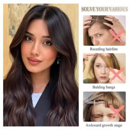 1Piece 100% Human Bangs Real Hairpiece Invisible Breathable Smooth Bangs for Women Daily Use Cover the High Hairline Sided