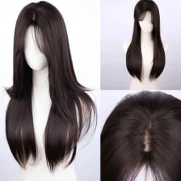 Natural Black 28 Inch Long Straight Wig Heat Resistant Synthetic Wig For Women Cosplay Party Carnival