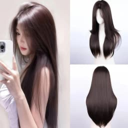 Natural Black 28 Inch Long Straight Wig Heat Resistant Synthetic Wig For Women Cosplay Party Carnival