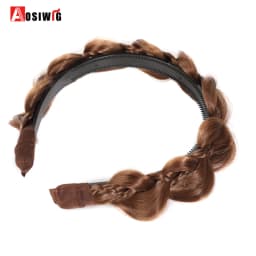 AOSI 1PC Synthetic Ladies Hair Wide Fishbone Braids Non-slip Headband Handmade Retro Headband Styling Headwear Accessories