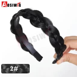 AOSI 1PC Synthetic Ladies Hair Wide Fishbone Braids Non-slip Headband Handmade Retro Headband Styling Headwear Accessories