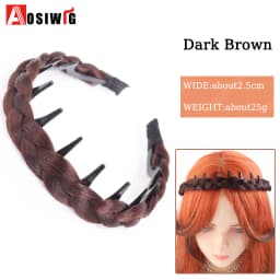 AOSI 1PC Synthetic Ladies Hair Wide Fishbone Braids Non-slip Headband Handmade Retro Headband Styling Headwear Accessories
